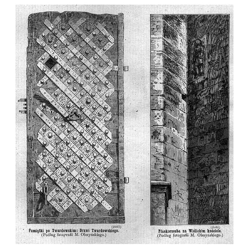 [1] "Pamiątki po Twardowskim: Drzwi Twardowskiego. (Podług fotografii M. Olszyńskiego.) (2031)" [2] "Płaskorzeźba na Wiślickim