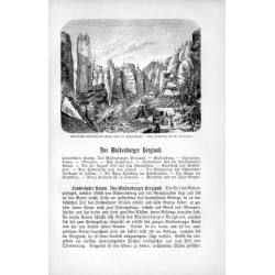 "Adersbacher-Weckelsdorfer Felsen (mit der Sennerhütte). Nach Zeichnung von G. Täubert."