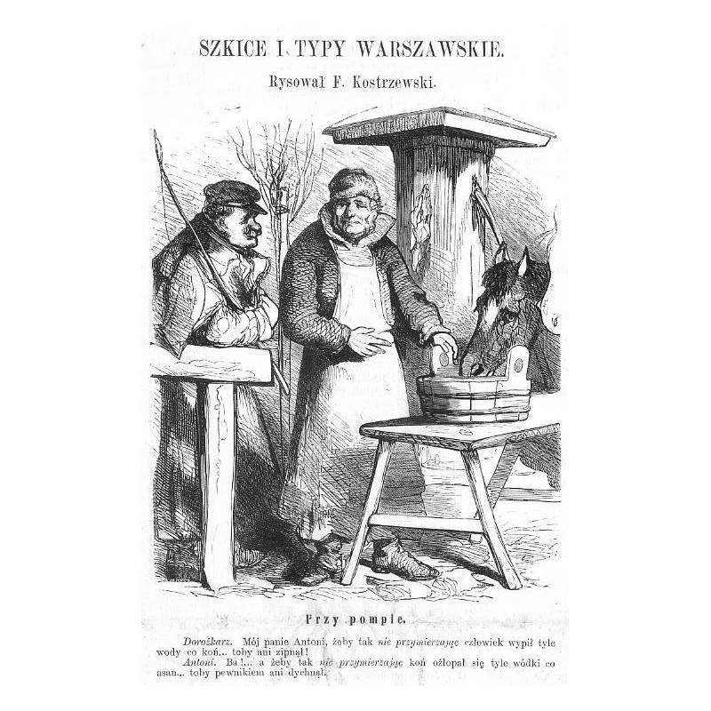 "Przy pompie. Dorożkarz [...]"
