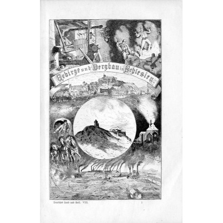 "Gebirge und Bergbau in Schlesien. Glatz. Schnee Koppe. [...]. Eeisenschmelze. Königs & Laura hütte