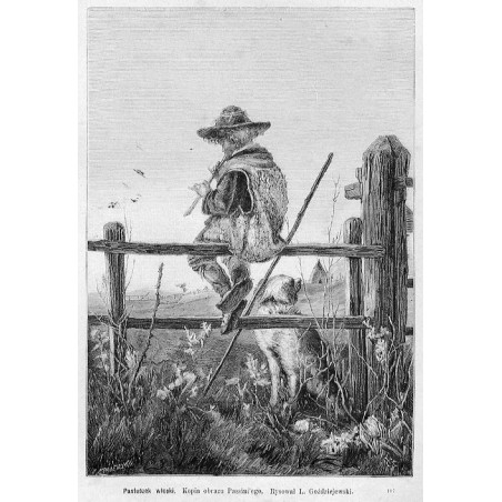 "Pastuszek włoski. Kopia obrazu Passini'ego. Rysował L. Goździejewski. 187"