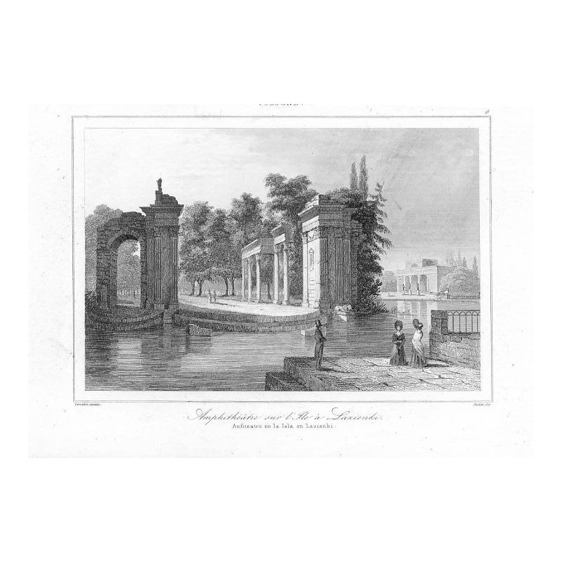 Warszawa. Łazienki, Amfiteatr / "[POLOGNE. POLONIA. 9] Amphithéâtre sur l'Ile à Lazienki."