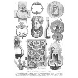 "Kołatki warszawskie. Zebrał i rysował A. Głębocki. 1) Ulica Jezuicka nr 2-73. 2) Ul. Kanonia nr 18-78. 3) Krakowskie przedmieśc