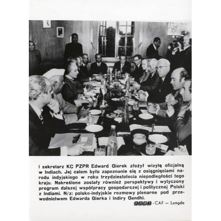 "[...] N/z: polsko-indyjskie rozmowy plenarne pod przewodnictwem Edward Gierka i Indiry Gandhi. KAW-CAF - Langda"