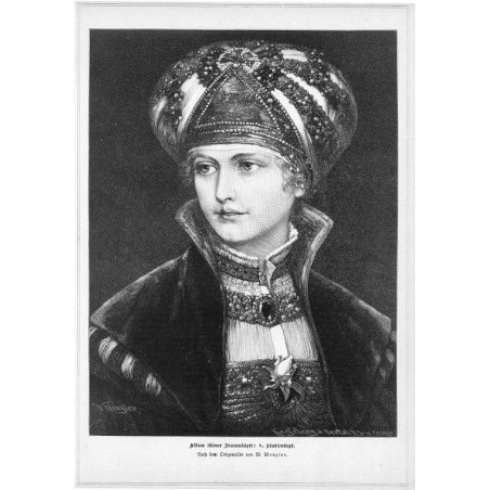 "Album schöner Frauenköpfe: 8. Studienkopf. Nach dem Oelgemälde von W. Menzler."