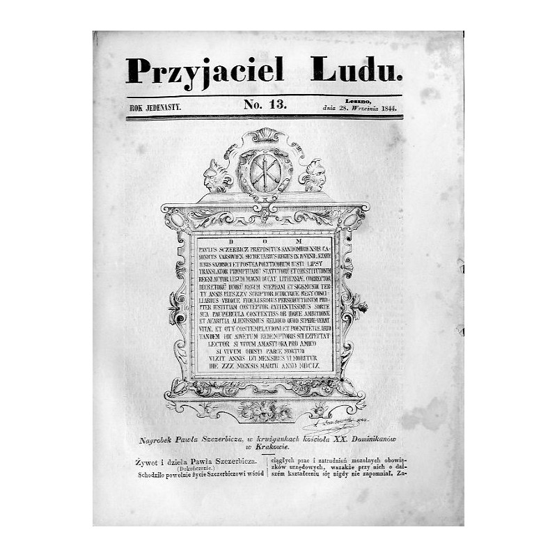 "Nagrobek Pawła Szczerbicza, w krużgankach kościoła XX. Dominikanów w Krakowie."