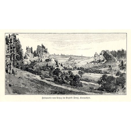 "Felspartie von Urycz im Bezirke Stryj, Karpathen."