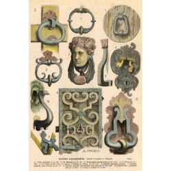 "Kołatki warszawskie. Zebrał i rysował A. Głębocki. 1) Ulica Jezuicka nr 2-73. 2) Ul. Kanonia nr 18-78. 3) Krakowskie przedmieśc