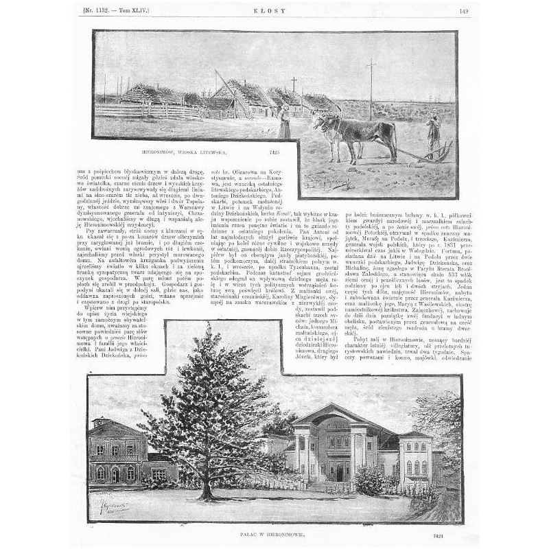 Hieronimowo wieś i pałac / [1] "HIERONIMÓW, WIOSKA LITEWSKA. 7423" [2] "PAŁAC W HIERONIMOWIE. 7424"