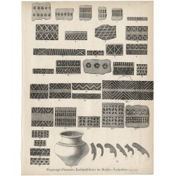 [1] "Thünerne Grabgefälse v. Leschwitz mit Malerei nebst einigen mittelschlesischen Analogieen." [2] "Eingeprägte Ornamente u.