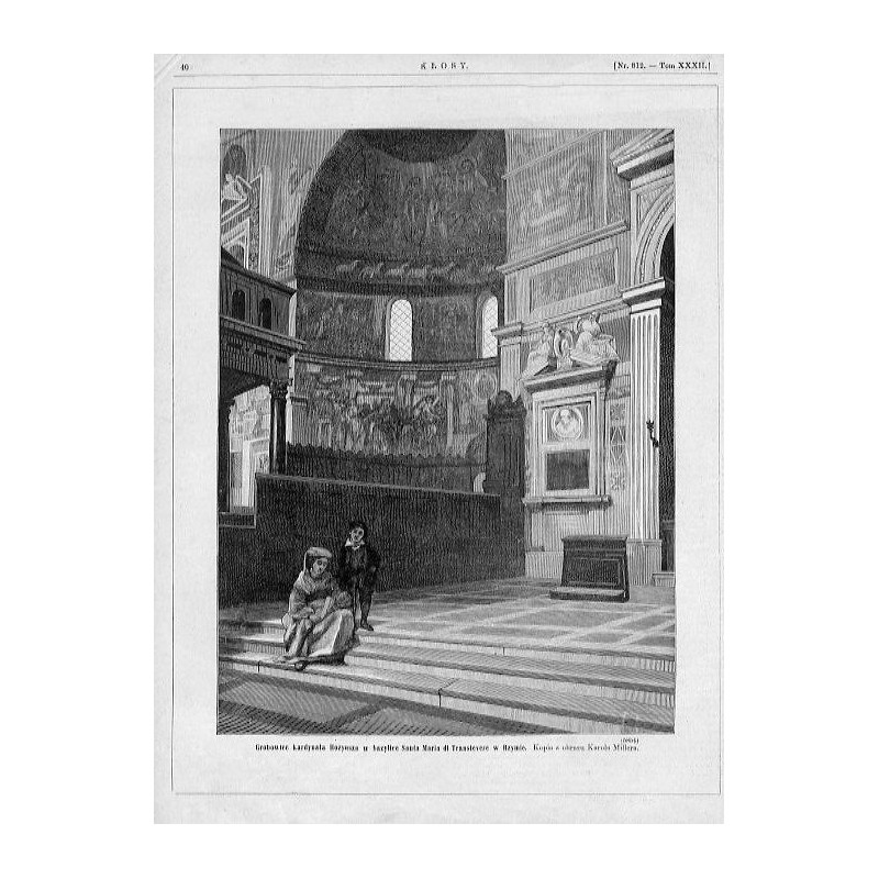 "Grobowiec kardynała Hozyusza w bazylice Santa Maria di Transtevere w Rzymie. Kopia z obrazu Karola Millera. (5854)"