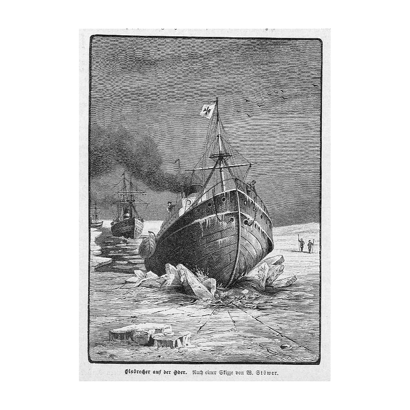 "Eisbrecher aus der Oder. Nach einer Skizze von W. Stöwer."