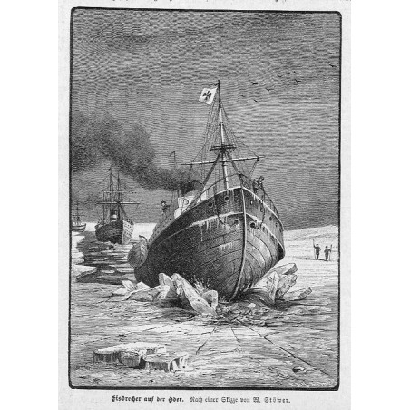 "Eisbrecher aus der Oder. Nach einer Skizze von W. Stöwer."