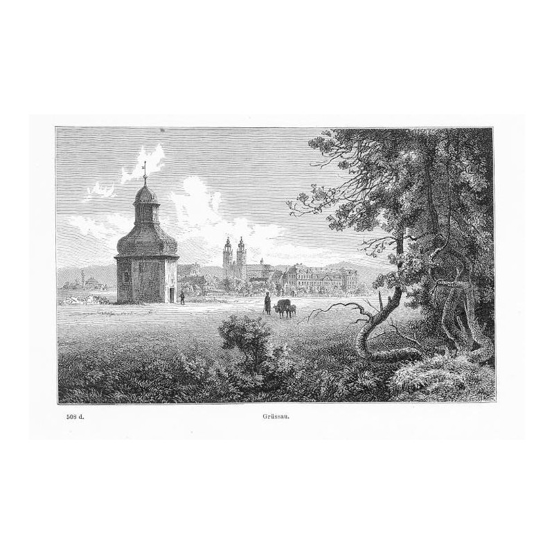 Krzeszów. Panorama z klasztorem "Grüssau 508 d."