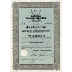 Schlesische Landeskreditanstalt. Reihe 4. 4% Pfandbrief 100 Reichsmark. Breslau / Wrocław 1.07.1944