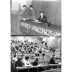 Zestaw fotografii z dwóch Konferencji Sprawozdawczo-Wyborczych Zrzeszenia Studentów Polskich Politechniki Śląskiej w Gliwicach c