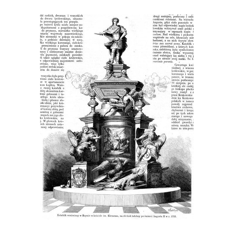 "Katafalk wzniesiony w Rzymie w kościele św. Klemensa, na obchód żałobny po śmierci Augusta II w r. 1733."