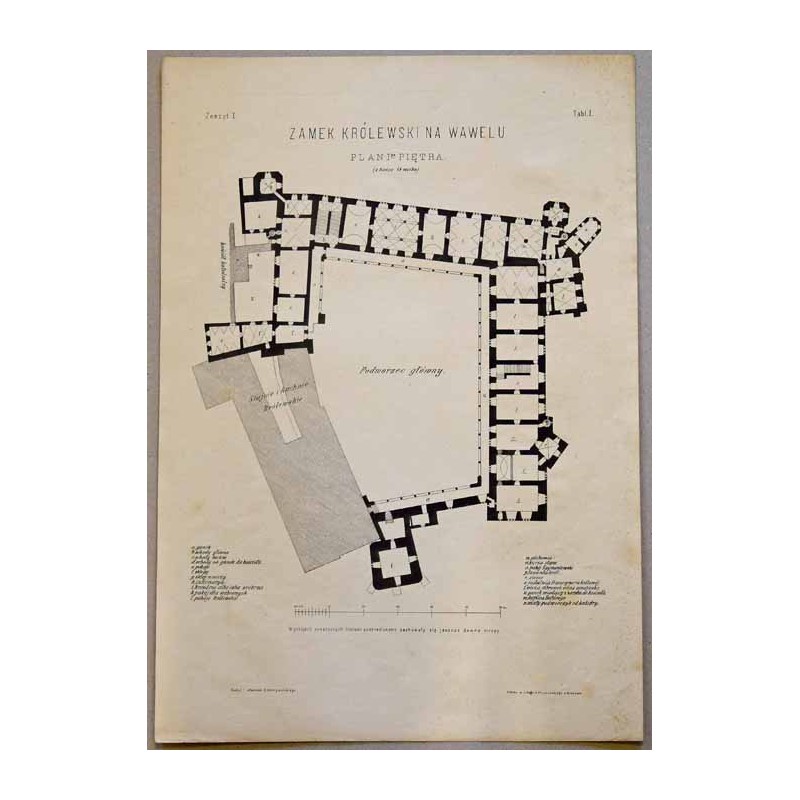 "Zeszyt I. Tabl. 1. ZAMEK KRÓLEWSKI NA WAWELU PLAN I-go PIĘTRA. (z końca 18 wieku.)" "Zeszyt I. Tabl. 2. ZAMEK KRÓLEWSKI NA WAW