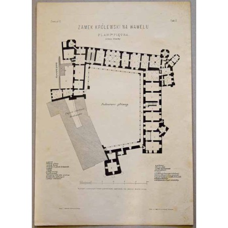 "Zeszyt I. Tabl. 1. ZAMEK KRÓLEWSKI NA WAWELU PLAN I-go PIĘTRA. (z końca 18 wieku.)" "Zeszyt I. Tabl. 2. ZAMEK KRÓLEWSKI NA WAW