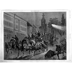 "WARSZAWA. Oddział pierwszy straży ogniowéj jadący do pożaru przez ulicę Senatorską. Rysował z natury Brodowski. (1843)"