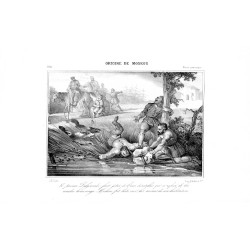 "Nº. 40. ORIGINE DE MOSKOU. Le prince Dolgorouki fait jeter á l'eau Koutchko qui a refusé de lui rendre hommage [...]"