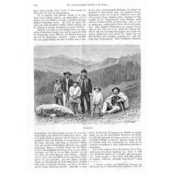 "Das Dorf Zakopane und ein Theil der TatraKette, von Kubalowka aus gesehen." / Widok na wieś Zakopane i część pasma Tatr ujęte