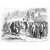 "EVÉNEMENTS DE POLOGNE. - Pope lisant un ukase de l'empereur de Russie à des paysans polonais. (D'apres le croquis de M. Carauli