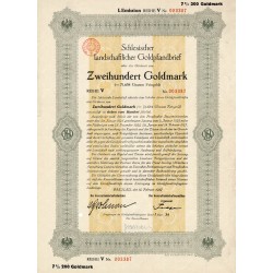 Schlesische Landschaft. Schlesischer landschaftlicher Goldpfandbrief. I. Emission Reihe V. 7% 200 Goldmark. Breslau / Wrocław 15
