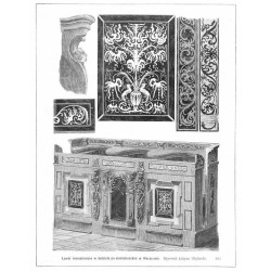 "Ławki inkrustowane w kościele po-dominikańskim w Warszawie. Rysował Adryan Głębocki. 281"