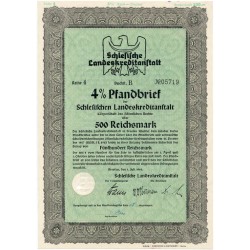 Schlesische Landeskreditanstalt. Reihe 4. 4% Pfandbrief 500 Reichsmark. Breslau / Wrocław 1.07.1944
