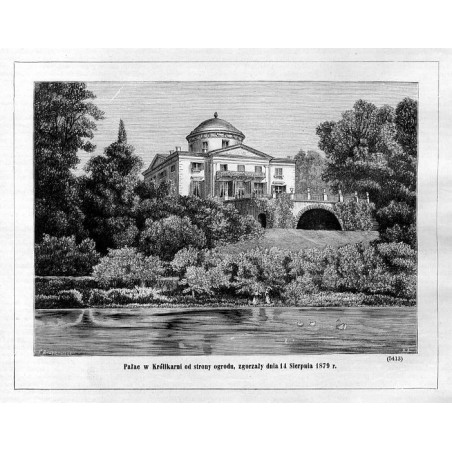 "Pałac w Królikarni od strony ogrodu, zgorzały dnia 14 Sierpnia 1879 r. (5413)"