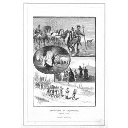 Pielgrzymka do Częstochowy, dawniej i dziś / "PIELGRZYMKA DO CZĘSTOCHOWY, DAWNIÉJ I DZIŚ. Rysował J. Ryszkiewicz."