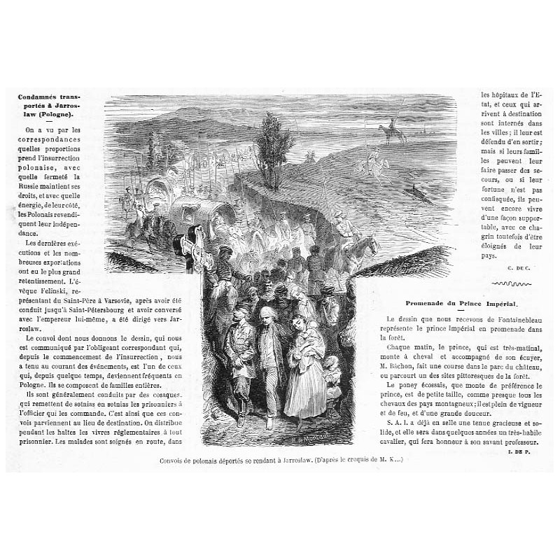 "Convois de polonais déportés se rendant à Jarroslaw. (D'aprés le croquis de M. K...)"