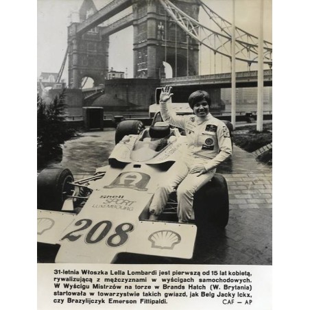 "31-letnia Włoszka Lella Lombardi [...] na torze Brands Hatch (W. Brytania) startowała w towarzystwie takich gwiazd, jak Belg Ja