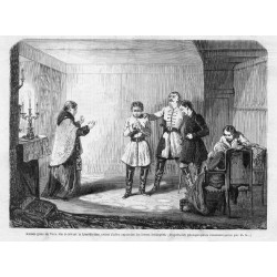 "Jeunes gens de Varsovie recevant la bénédiction avant d'aller rejoindre les forces insurgées. (D'apres des photographies commun