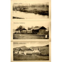 "Pamiątka z Węgierskiej Górki. 1. Ogólny widok 2. Dworzec kolejowy 3. Kolonja wakacyjna, 4. Przedni pawilon kolonji wakacyjnej