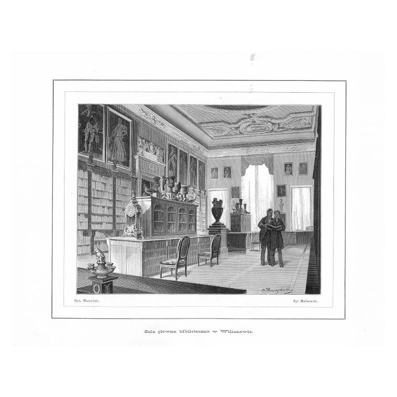 "Sala główna biblioteczna w Willanowie."