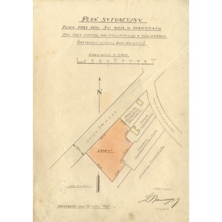 Zestaw 4 planów lokalu Powiatowej Kasy Chorych Powiatu Kozienieckiego w Zagożdżonie z 1931