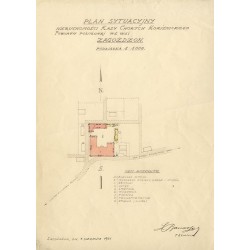 Zestaw 4 planów lokalu Powiatowej Kasy Chorych Powiatu Kozienieckiego w Zagożdżonie z 1931