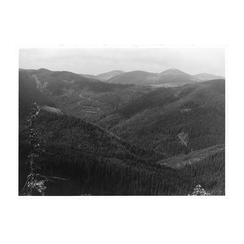 "Beskidy Huculskie: serpentyny drogi Pflantzer-Baltina pod Munczełykiem [...]"