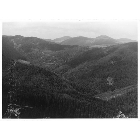 "Beskidy Huculskie: serpentyny drogi Pflantzer-Baltina pod Munczełykiem [...]"