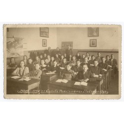 "Kl. VII - 1948/9 - Szkoła Podstawowa - Katowice-Dąb" ("Własność Janina Kula. Klasa VII. [...]")