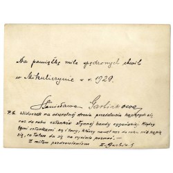 "Na pamiątkę mile spędzonych chwil w Mikuliczynie w r. 1929. Stanisława Garbiakowa [...]"