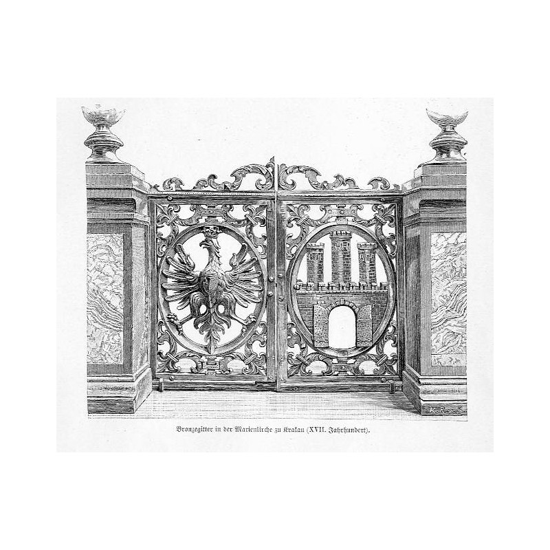 "Bronzegitter in der Marienkirche zu Krakau (XVII. Jahrhundert)."
