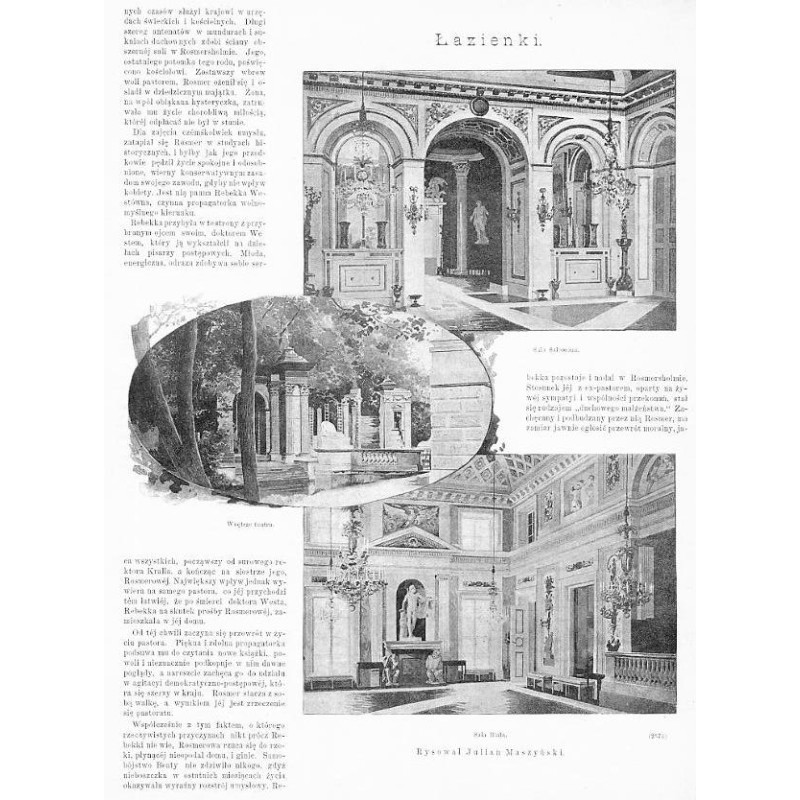 "Łazienki. Sala Salomona. Wnętrze teatru. Sala Biała. Rysował Julian Maszyński. (2573)"