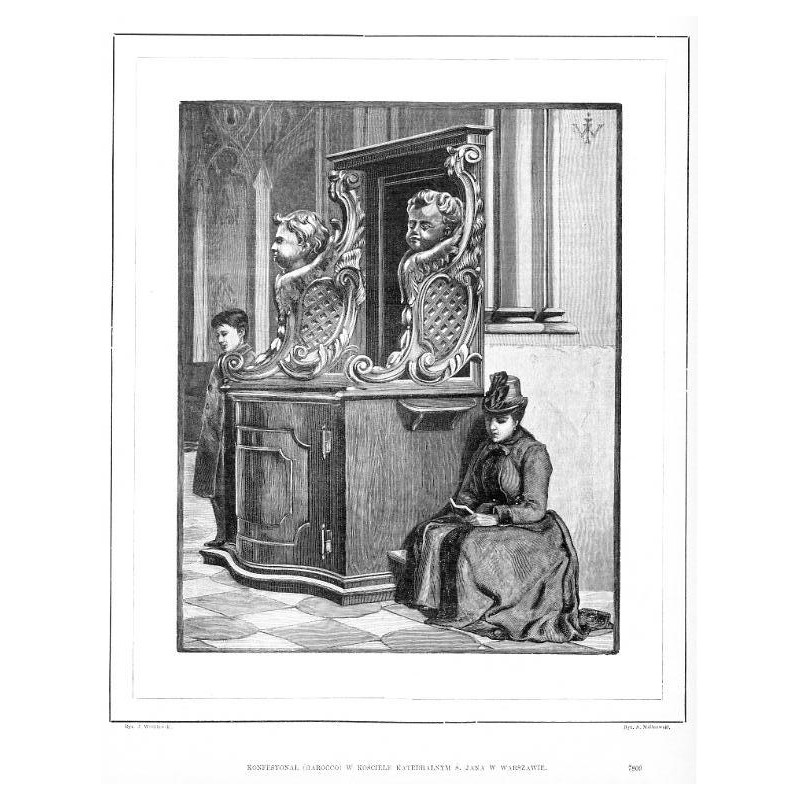 Konfesjonał (Barocco) w kościele katedralnym ś. Jana w Warszawie / "KONFESYONAŁ (BAROCCO) W KOŚCIELE KATEDRALNYM Ś. JANA W WARSZ