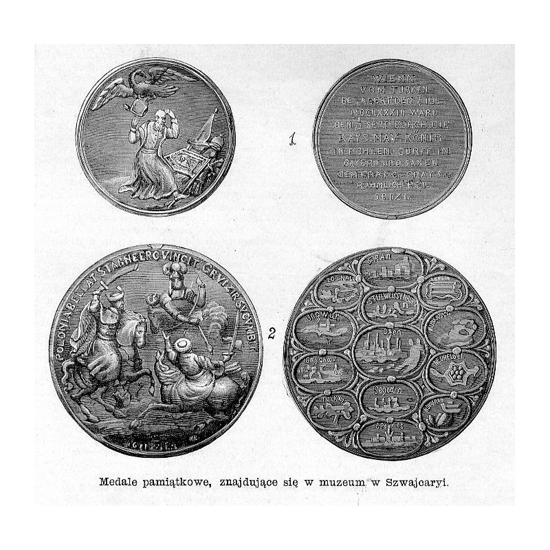 "Medale pamiątkowe, znajdujące się w muzeum w Szwajcaryi."