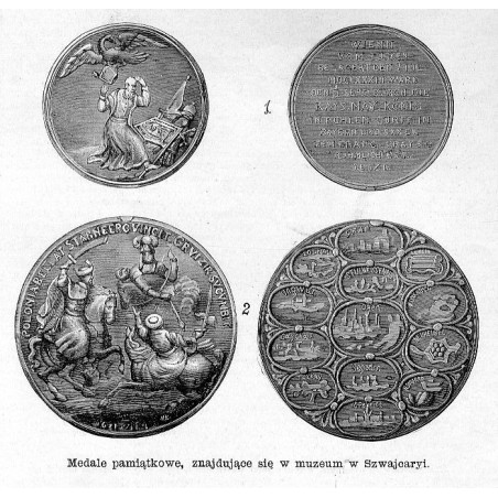 "Medale pamiątkowe, znajdujące się w muzeum w Szwajcaryi."