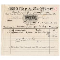 "Müller & Seiffert Inhaber B. Husner Buch  und Kunsthandlung Niederlage der Herder'schen Verlagsbuchhandlung zu Freiburg i. Br.