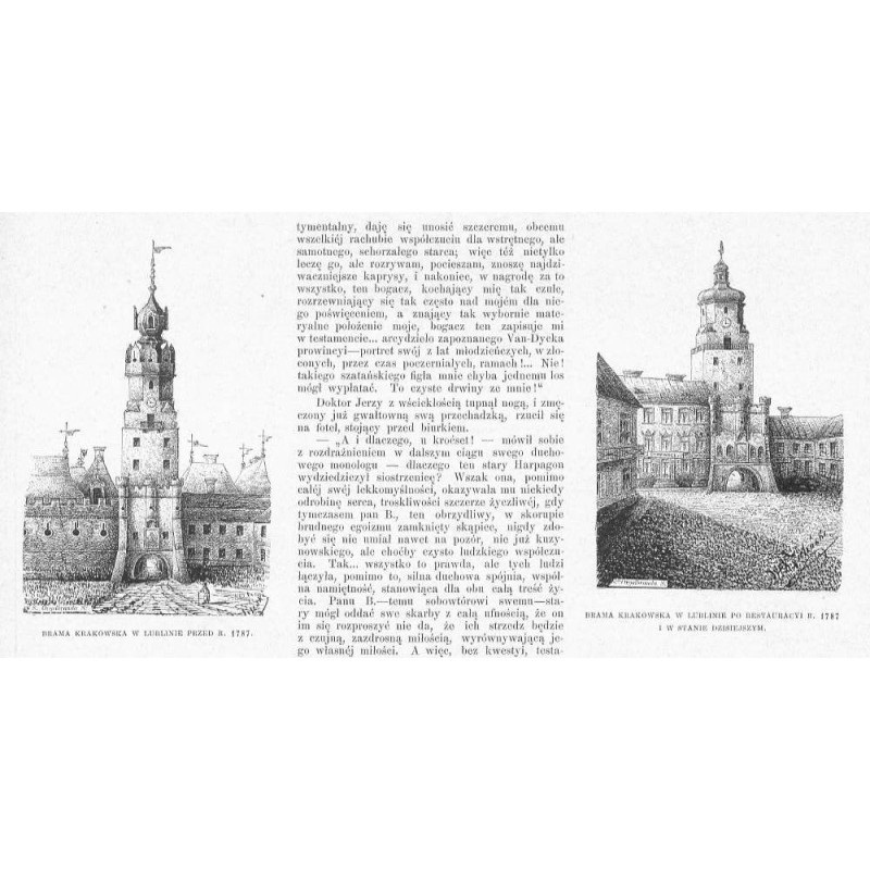 [1] Brama Krakowska w Lublinie przed r. 1787 [2] Brama Krakowska w Lublinie po restauracji r. 1787 i w stanie dzisiejszym / [1]